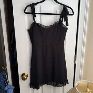 unbranded black crepe mini dress with bow straps